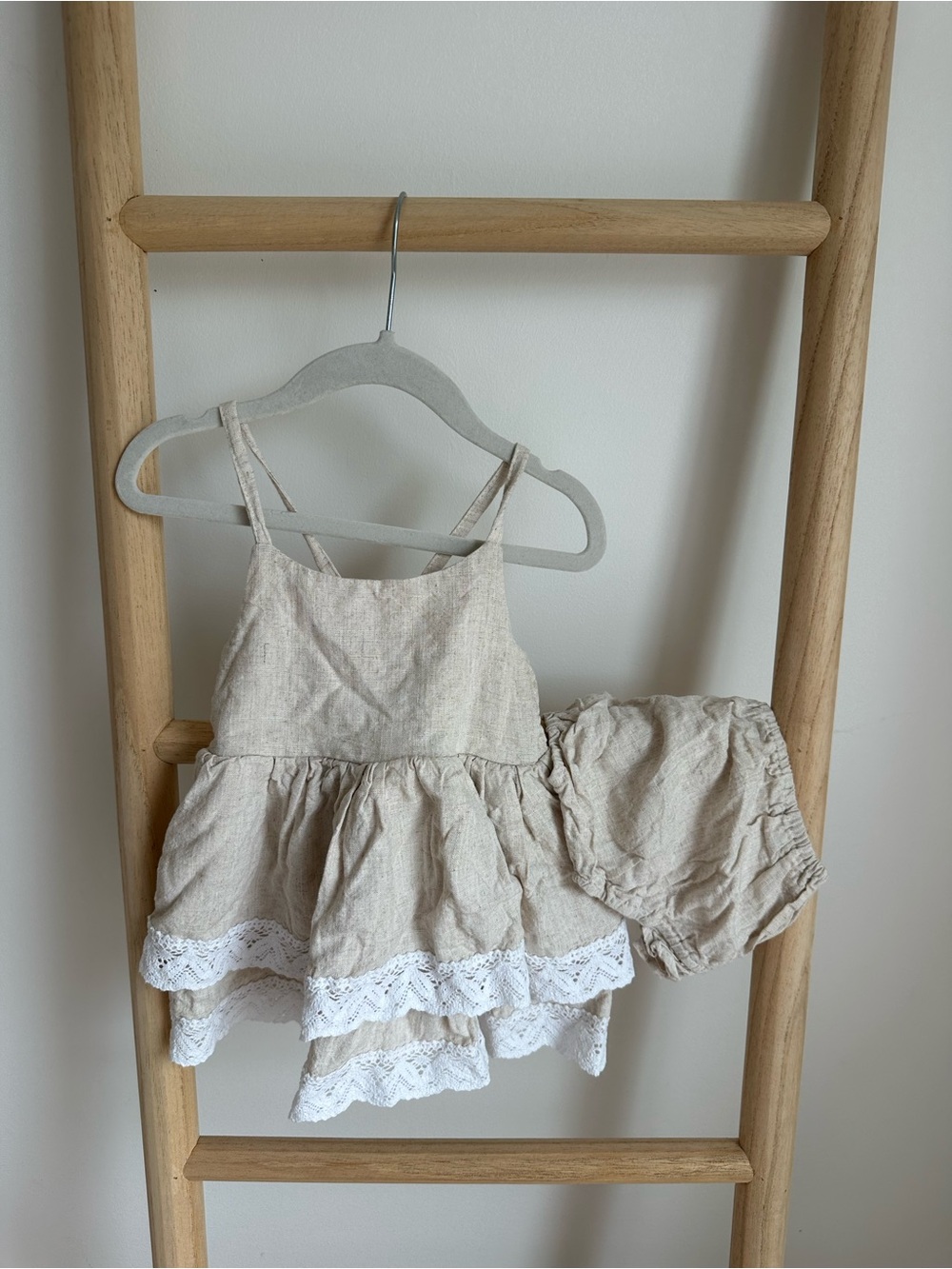 Indie Blue Linen Tunic Top and Bloomer Set